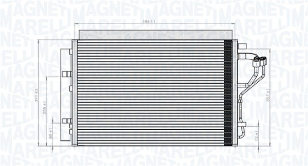 350203851000, Kondensator, klimaanlegg, Kondenzátor, klimatizace, MAGNETI MARELLI, 97606-3X000, 0828.3048, 35996, 43532, 814394, 82005308, 8FC351344-624, 940268, DCN41010, HYA5308D