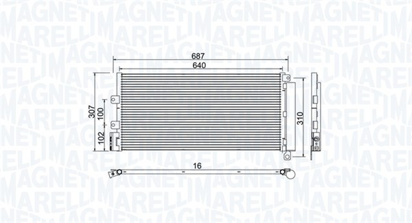 Kondensator, klimaanlegg - 350203969000 MAGNETI MARELLI - 51785227, 51831829, 51935322