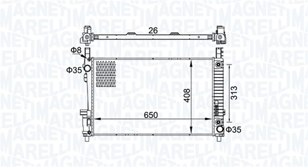 Radiator, motorkjøling - 350213151700 MAGNETI MARELLI - A1695000403, A1695000003, A1695000404