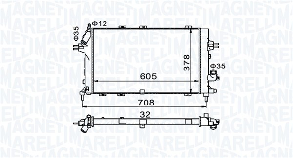 Radiator, motorkjøling - 350213153400 MAGNETI MARELLI - 1300269, 13143570, 0107.3088