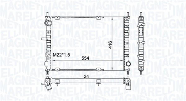 Radiator, motorkjøling - 350213154300 MAGNETI MARELLI - 46547089, 46547898, 71735371