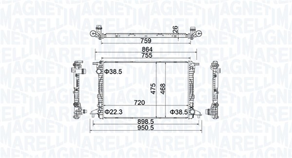 350213154900, Radiator, motorkjøling, Chladič, chlazení motoru, MAGNETI MARELLI, 8W0121251AA, 8W0121251M, 0110.3183, 03002412, 102.199, 606462, 8MK376990-041, AI2412