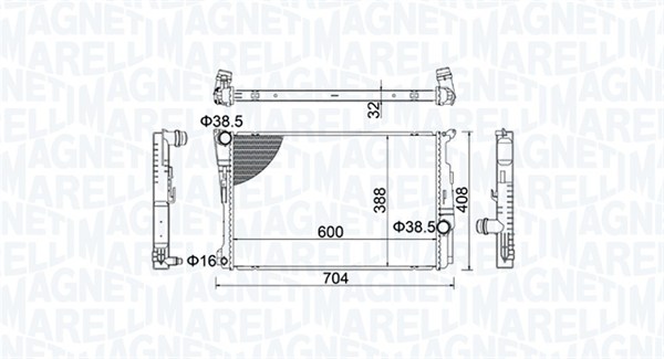 350213155200, Radiator, motorkjøling, Chladič, chlazení motoru, MAGNETI MARELLI, 17117593843, 17117632080, 17117823568, 17118623350, 17118623369, 0102.3150, 06002546, 104.130, 1.41.13370.132, 59228, 60809, 701162, 8MK376743-471, BW2546, CR877000P, DRM05006, 8MK376743-474, CR877000S