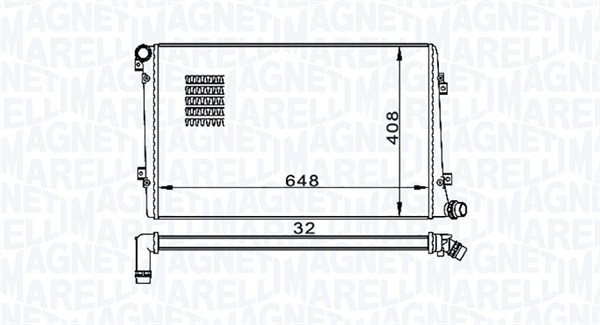 350213157300, Radiator, motorkjøling, Chladič, chlazení motoru, MAGNETI MARELLI, 1K0121251AK, 1K0121251AM, 3C0121253S, 0110.3136, 131.075, 53813, 58002255, 65292, 701664, 8MK376756-701, DRM32019, VN2255