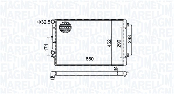 Radiator, motorkjøling - 350213157800 MAGNETI MARELLI - 1K0121251L, 1K0121253L, 5K0121251AA