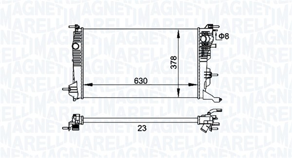 Radiator, motorkjøling - 350213158300 MAGNETI MARELLI - 214100002R, 214105150R, 214105378R