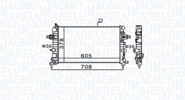 Radiator, motorkjøling - 350213159300 MAGNETI MARELLI - 1300266, 13145211, 0107.3087