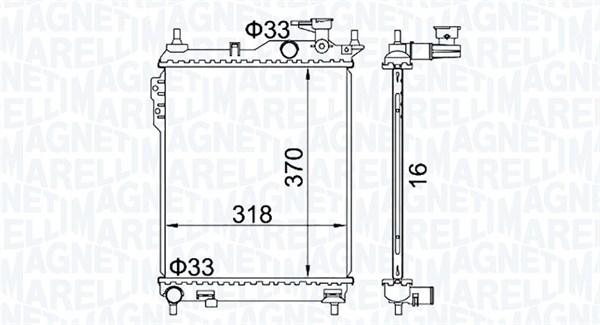 Radiator, motorkjøling - 350213162400 MAGNETI MARELLI - 25310-1C200, 25310-1C206, 0128.3076