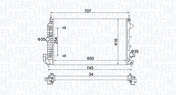 350213162500, Radiator, motorkjøling, Chladič, chlazení motoru, MAGNETI MARELLI, 13156384, 13156387, 51770420, 1300412, 51825587, 0107.3111, 109.381/A, 1.40.22165.132, 37002388, 58205, 63113A, 734345, 8MK376700-271, OLA2388