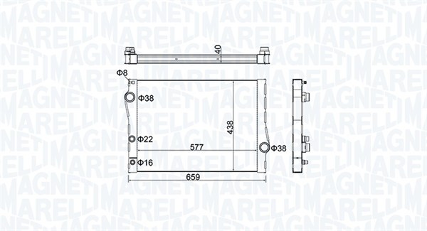 Radiator, motorkjøling - 350213163500 MAGNETI MARELLI - 17117533472, 17117807624, 17118654431