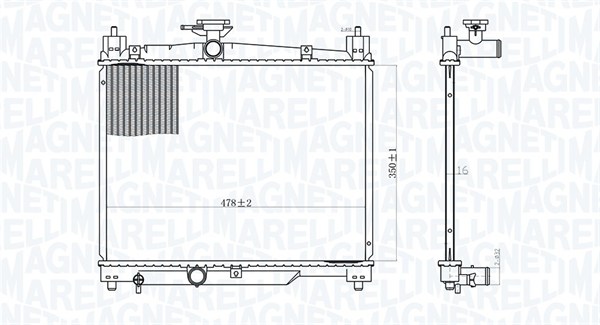 350213164800, Radiator, motorkjøling, Chladič, chlazení motoru, MAGNETI MARELLI, 16400-0J010, 16400-23080, 164002308087, 16400-23100, 164002310087, 0115.3041, 130.203, 1.40.15043.016, 53002251, 53270, 64789A, 732421, 8MK376718-421, CR539000S, DRM50101, TO2251
