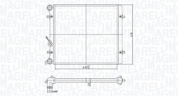 Radiator, motorkjøling - 350213166700 MAGNETI MARELLI - 1J0121253AM, 1J0121253G, 1J0121253K