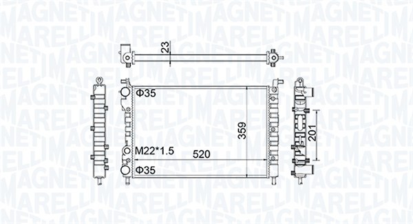 350213171100, Radiator, motorkjøling, Chladič, chlazení motoru, MAGNETI MARELLI, 46417059, 46548485, 46750718, 0104.3063, 109.126, 1.40.13593.523, 17002225, 58221, 61802, 732005, 8MK376704-781, CR130000S, FT2225