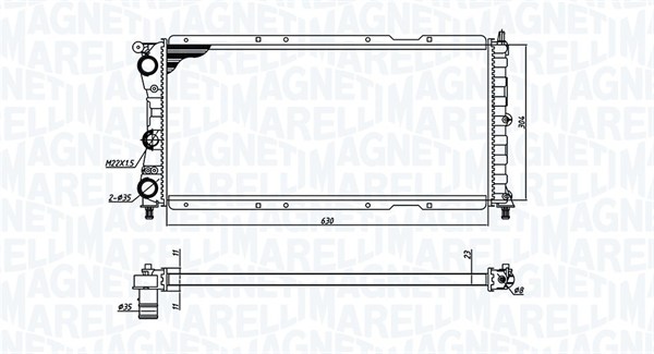 350213171400, Radiator, motorkjøling, Chladič, chlazení motoru, MAGNETI MARELLI, 46466627, 46723249, 71735351, 71735366, 71736188, 7718669, 7760961, 0104.3005, 109.075/A, 17002143, 58956, 618121, 730981, 8MK376717-311, FT2143