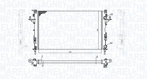 350213171900, Radiator, motorkjøling, Chladič, chlazení motoru, MAGNETI MARELLI, 8200008764, 8200008765, 8200302463, 0109.3089, 123.124/A, 43002290, 58318, 63813, 732827, 8MK376716-281, DRM23083, RT2290