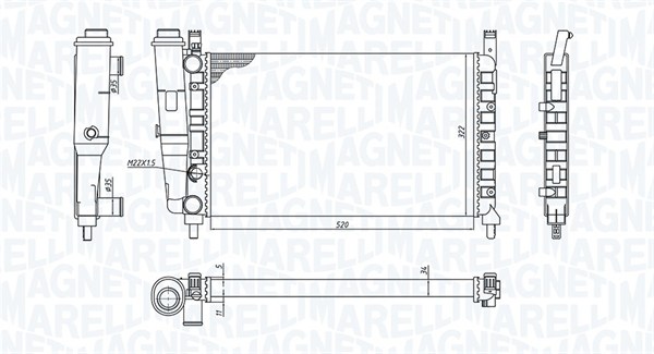350213172400, Radiator, motorkjøling, Chladič, chlazení motoru, MAGNETI MARELLI, 7578119, 7685063, 7652375, 0104.3009, 109.025, 17002122, 54701, 61852, 730991, 8MK376713-391, FT2122