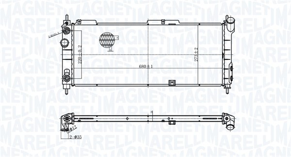 Radiator, motorkjøling - 350213174400 MAGNETI MARELLI - 1300152, 52459322, 1300153