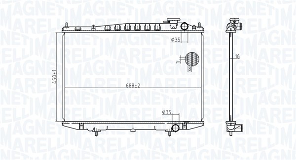 Radiator, motorkjøling - 350213174500 MAGNETI MARELLI - 21410-2S400, 21410-3S100, 21410-3S400