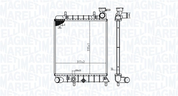 Radiator, motorkjøling - 350213174800 MAGNETI MARELLI - 25310-25050, 25310-25250, 25310-25Q10
