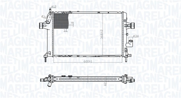 Radiator, motorkjøling - 350213176700 MAGNETI MARELLI - 1300209, 9192586, 95508723
