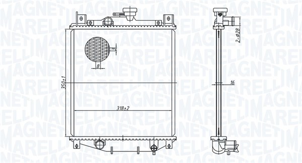 Radiator, motorkjøling - 350213178400 MAGNETI MARELLI - 17700-63B50, 17700-63B60, 17700-80E00