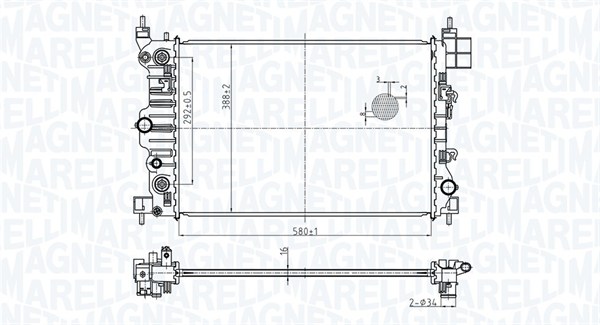 Radiator, motorkjøling - 350213178900 MAGNETI MARELLI - 95316029, 95460096, 08002044