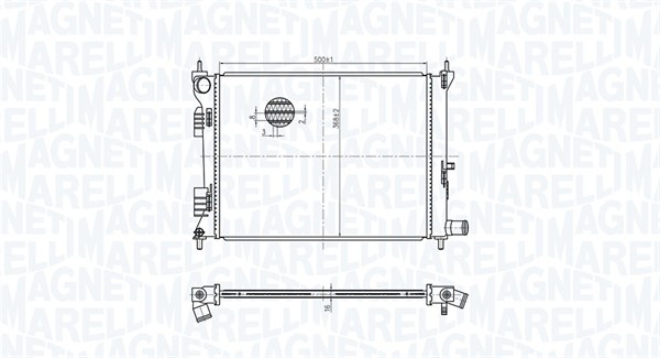 Radiator, motorkjøling - 350213179500 MAGNETI MARELLI - 25310-0U000, 25310-1R000, 25310-1R010
