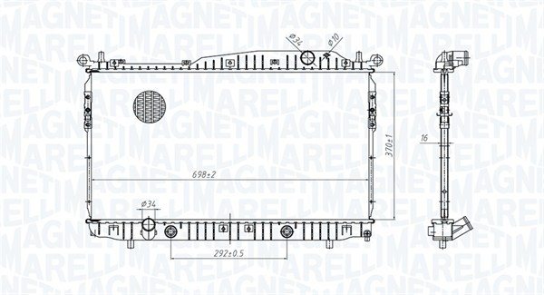 Radiator, motorkjøling - 350213179600 MAGNETI MARELLI - 96640430, 96815276, 96815277