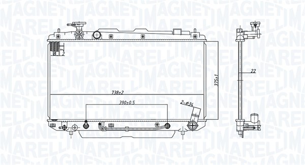 350213183200, Radiator, motorkjøling, Chladič, chlazení motoru, MAGNETI MARELLI, 16400-28140, 16400-28180, 16400-28190, 16400-28191, 16400-28460, 16400-28500, 0115.3170, 130.258, 1.41.2403.122, 53002301, 58415, 64644A, 734183, DRM50022, TO2306