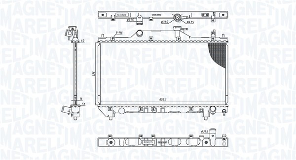 Radiator, motorkjøling - 350213186200 MAGNETI MARELLI - 16400-0D080, 0115.3136, 130.232