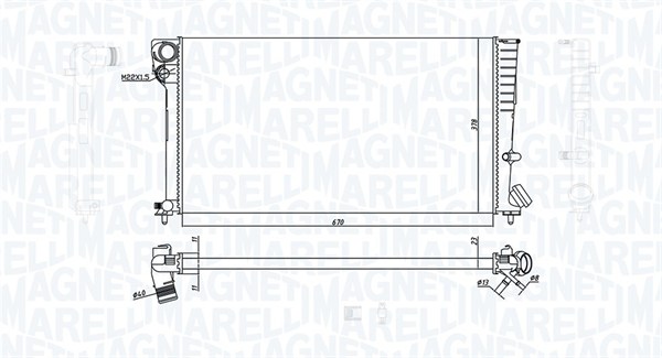 350213186500, Radiator, motorkjøling, Chladič, chlazení motoru, MAGNETI MARELLI, 133010, 133056, 0103.3040, 09002137, 106.055, 519510, 63508, 731570, 8MK376716-591, CN2137, DRM07030