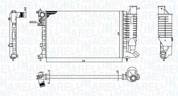 350213188400, Radiator, motorkjøling, Chladič, chlazení motoru, MAGNETI MARELLI, 1301K1, 1301K2, 1301TH, 1301TW, 1301TX, 1301TY, 133195, 1331AC, 1331AE, 1331AK, 1331AL, 1331CS, 1331HT, 1331TX, 96149206, 0103.3020, 106.013, 40002137, 58923, 635181, 730630, 8MK376710-261, PEA2137