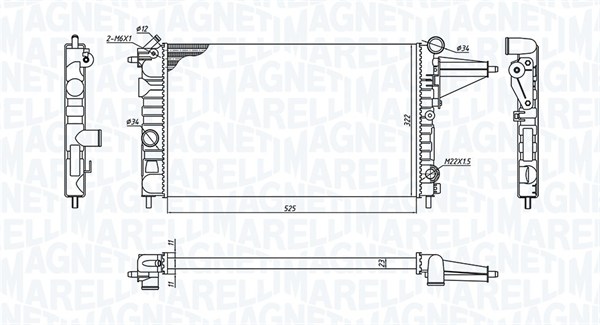 350213189100, Radiator, motorkjøling, Chladič, chlazení motoru, MAGNETI MARELLI, 1300087, 90264491, 1300088, 90323474, 0107.2020, 121.009, 1.40.14403.534, 37002161, 58775, 632231, 883877, 8MK376719-561, CR600000S, OL2117, OLA2161