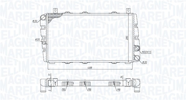 350213189700, Radiator, motorkjøling, Chladič, chlazení motoru, MAGNETI MARELLI, 113610500, 113610502, 115610501, 6U0121251, 0125.3001, 102.092, 1.40.14795.534, 58250, 64011, 730375, 76002002, 8MK376716-221, CR453000S, SA2002, 127.002