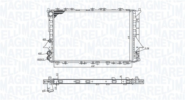 350213189900, Radiator, motorkjøling, Chladič, chlazení motoru, MAGNETI MARELLI, 4A0121251, 4A0121251A, 4A0121251D, 4A0121251E, 4A0121251N, 0110.2051, 03002077, 102.022, 58868, 60457, 730361, 8MK376713-601, AI2077, DRM02005, 8MK376713-604