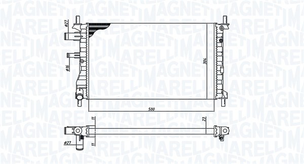 350213190500, Radiator, motorkjøling, Chladič, chlazení motoru, MAGNETI MARELLI, 1001855, 1E04-15-200, 1098808, 1E04-15-200A, 0105.3060, 110.060, 18002218, 50131, 62085A, 731734, 8MK376720-261, DRM10042, FD2218