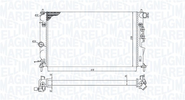 350213190600, Radiator, motorkjøling, Chladič, chlazení motoru, MAGNETI MARELLI, 1300176, 52464524, 1300185, 52479088, 52479098, 52479099, 0107.3061, 121.073/A, 37002244, 50563, 630121, 732347, 8MK376718-711, OL2244