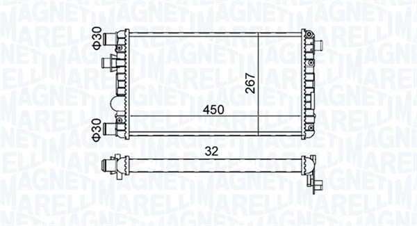 350213191300, Radiator, motorkjøling, Chladič, chlazení motoru, MAGNETI MARELLI, 46558704, 0104.3047, 109.327, 17002239, 53602, 61785, 732789, 8MK376720-351, DRM09042, FTA2239