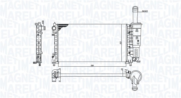 350213194200, Radiator, motorkjøling, Chladič, chlazení motoru, MAGNETI MARELLI, 51723827, 0104.3050, 109.362/A, 17002297, 53606, 61923, 734458, 8MK376735-161, DRM09108, FT2297