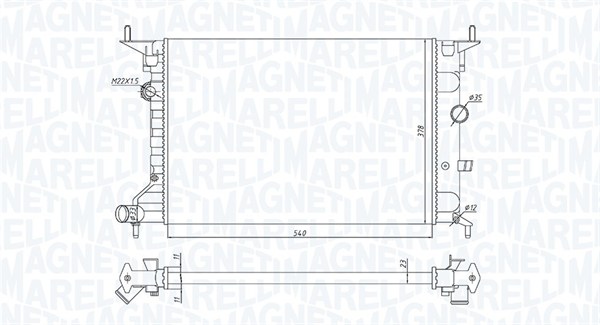 350213194800, Radiator, motorkjøling, Chladič, chlazení motoru, MAGNETI MARELLI, 90528302, 0107.3048, 121.056, 37002242, 509516, 630681, 731525, 8MK376720-411, OL2242