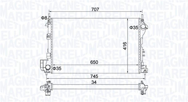 Radiator, motorkjøling - 350213195700 MAGNETI MARELLI - 1300245, 24418343, 51770410