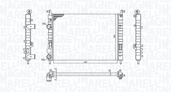 350213196300, Radiator, motorkjøling, Chladič, chlazení motoru, MAGNETI MARELLI, 46815887, 46819261, 46833511, 51781021, 109.147, 17002336, 58726, 61390A, 732948, 8MK376700-251, FT2336