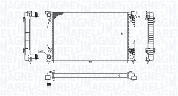 Radiator, motorkjøling - 350213196600 MAGNETI MARELLI - 8E0121251AQ, 8E0121251B, 8E0121251L
