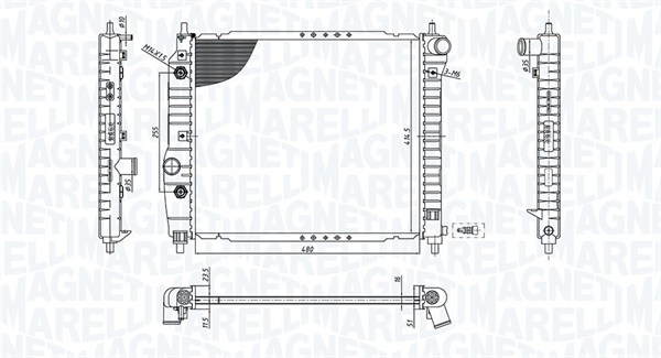 350213197300, Radiator, motorkjøling, Chladič, chlazení motoru, MAGNETI MARELLI, 96443476, 96536524, 96816482, 0131.3018, 107.024, 53638, 61635, 81002069, 8MK376762-651, DWA2069