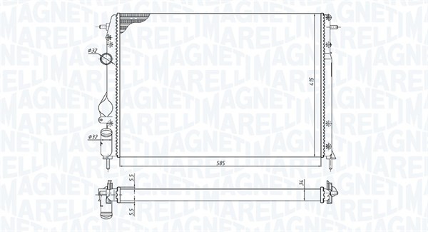350213198500, Radiator, motorkjøling, Chladič, chlazení motoru, MAGNETI MARELLI, 7711135327, 8200189288, 8200189286, 0109.3088, 123.106/A, 43002312, 58325, 63766, 732866, 8MK376755-361, DRM23110, RTA2312