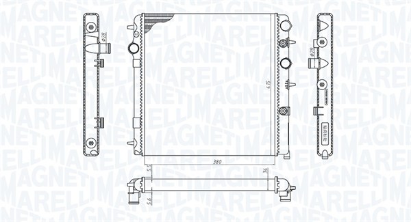 350213198700, Radiator, motorkjøling, Chladič, chlazení motoru, MAGNETI MARELLI, 1330S4, 1330W9, 0108.3083, 122.083, 40002298, 53837, 636002, 735125, 8MK376901-071, DRM07003, PEA2298
