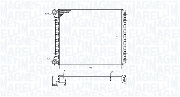 Radiator, motorkjøling - 350213198900 MAGNETI MARELLI - 8Z0121251D, 03002220, 102.096