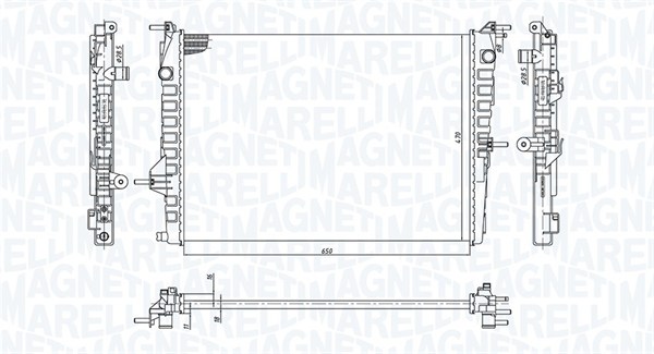 350213199300, Radiator, motorkjøling, Chladič, chlazení motoru, MAGNETI MARELLI, 214100014R, 214100067R, 0109.3098, 123.190/A, 1.40.22137.523, 43002458, 53011, 637606, 735184, CR23000P, RT2458