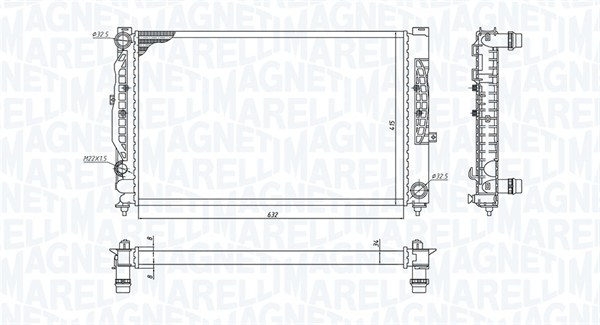 350213199900, Radiator, motorkjøling, Chladič, chlazení motoru, MAGNETI MARELLI, 4B0121251F, 4B0121251K, 8D0121251D, 8D0121251N, 0110.3120, 03002124, 102.054/A, 539504A, 60497, 731756, 8MK376715-331, AI2124, DRM02032, 8MK376715-334
