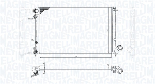 350213200100, Radiator, motorkjøling, Chladič, chlazení motoru, MAGNETI MARELLI, 00001301FN, 1301FN, 1301FS, 1301GC, 0108.3041, 09002103, 122.039/A, 58020, 63738, 731831, 8MK376719-481, CNA2103, DRM21050